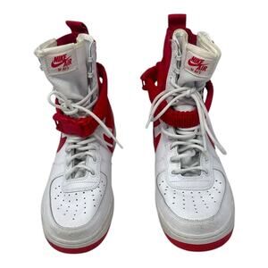 Nike Mens Air Force 1 SF Hi Red Leather High Top Lace Up Athletic Shoes Size 8.5
